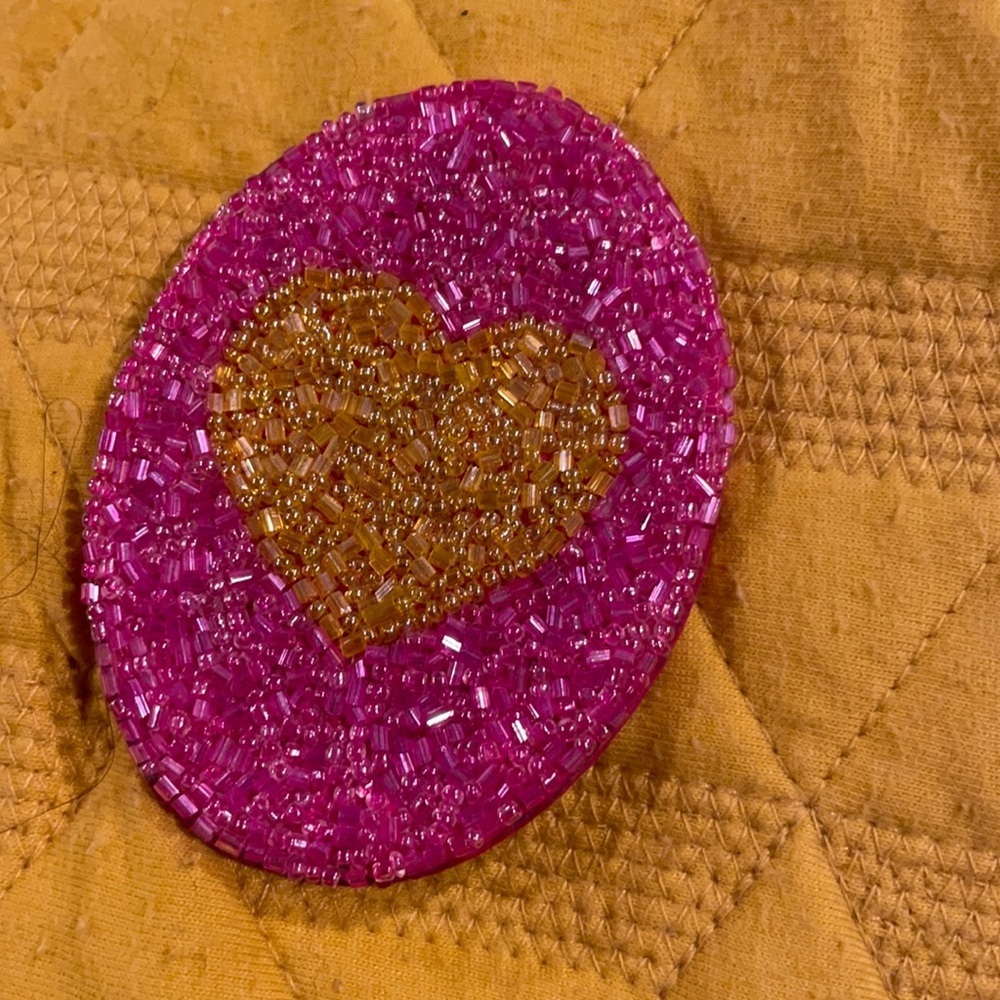 3 1/4” mirror beaded heart